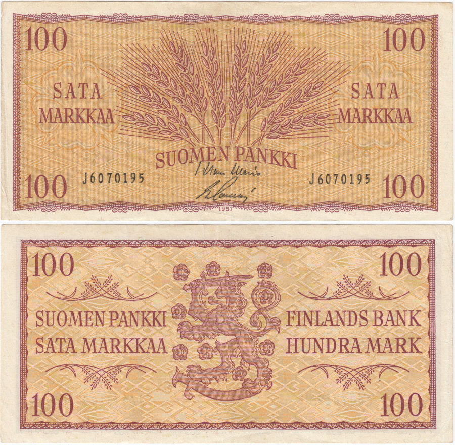 100 Markkaa 1957 J6070195